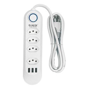 Extensão Tomada Filtro de Linha 4 Tomadas + 3 Usb Proteção e Carga Rápida 2500w