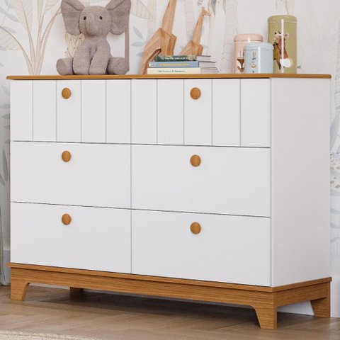 Cômoda Infantil Estilo Retrô 6 Gavetas 100% Mdf