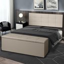 Ver imagem 4 de Kit Painel e Calçadeira Baú Casal 1,40m Roma Corano - Pallazio Cor Bege