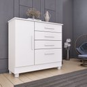 Ver imagem 4 de Conjunto Guarda Roupa Casal com Puxador MDF Portugal com Pés, Cama Casal Monaco e Cômoda Chicago Branco/Neve