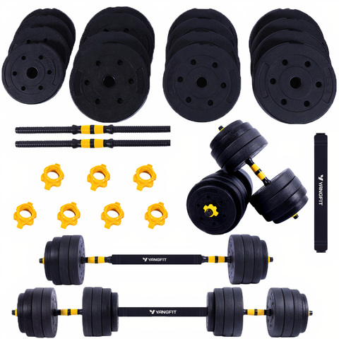 Halteres Anilha Barra Kit Musculação Peso Academia 30kg Yangfit