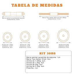 Halteres Anilha Barra Kit Musculação Peso Academia 30kg Yangfit - 9