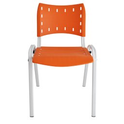 Kit com 4 Cadeiras Iso para Escola Escritório Comércio Laranja Base Branca - 3