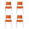 Kit com 4 Cadeiras Iso para Escola Escritório Comércio Laranja Base Branca - 2