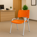 Ver imagem 1 de Kit com 4 Cadeiras Iso para Escola Escritório Comércio Laranja Base Branca