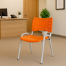 Kit com 4 Cadeiras Iso para Escola Escritório Comércio Laranja Base Branca - 1