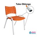Ver imagem 7 de Kit com 4 Cadeiras Iso para Escola Escritório Comércio Laranja Base Branca