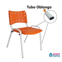 Kit com 4 Cadeiras Iso para Escola Escritório Comércio Laranja Base Branca - 7
