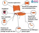 Ver imagem 7 de Conjunto com 4 Cadeiras Fixas Design Moderno em Polipropileno Laranja Base Branca