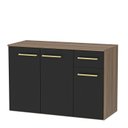 Ver imagem 2 de Balcão Auxiliar Modulado Bancada Cozinha Compacta Marrom/Nogal/Preto
