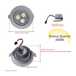 Spot de Led 3w Branco Quente 12v 24v para Motor Home Trailer - 2