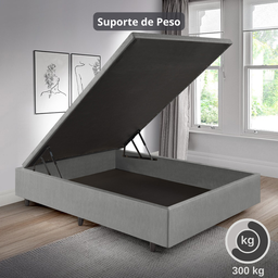 Cama Box Baú Viúva 120x203x42cm Corino Linho com Pistão a Gás - 8