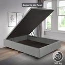 Ver mais imagens de Cama Box Baú Viúva 120x203x42cm Corino Linho com Pistão a Gás