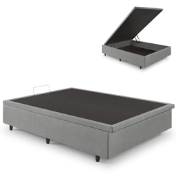 Cama Box Baú Viúva 120x203x42cm Corino Linho com Pistão a Gás - 2