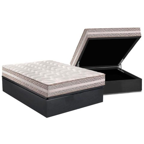 Cama Box Baú Casal: Colchão Ortopédico Paropas D33 / AG65 Confort + Base CRC Suede Gray(138x188)