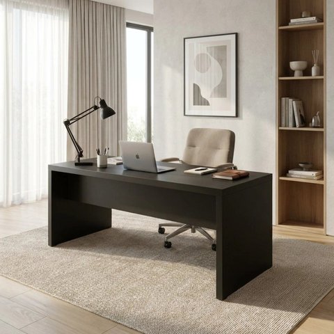 Escrivaninha Mesa para Escritório 74,5 x 60 x 180cm Preta