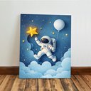 Ver imagem 6 de Kit 3 Quadro Decorativo Galáxia Astronauta Infantil Criança Qualidade Premium Moderno 40x28cm