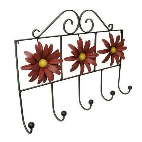 Cabide de Ferro Artesanal para Quarto Pendurador de Bolsa e Roupas com Flor Libertas Rosas Artesanat