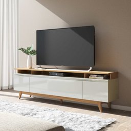 Rack para TV até 75 Polegadas Clint ST (220cm) - Off White/Natural - 1