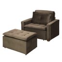 Ver imagem 3 de Poltrona Cama Retrátil Reclinável Com Puff Suede Marrom Descanso - Larbelle