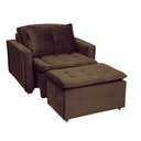Ver imagem 1 de Poltrona Cama Retrátil Reclinável Com Puff Suede Marrom Descanso - Larbelle