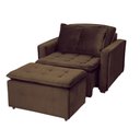 Ver imagem 2 de Poltrona Cama Retrátil Reclinável Com Puff Suede Marrom Descanso - Larbelle