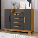 Ver imagem 1 de Cômoda com 2 Portas 4 Gavetas e Chave 120,5cm Multimóveis CR35668 Madeirado/Cinza