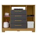 Ver imagem 3 de Cômoda com 2 Portas 4 Gavetas e Chave 120,5cm Multimóveis CR35668 Madeirado/Cinza