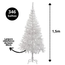 Árvore de Natal Pinheiro Suíço Branco Luxo Premium 346 Galhos 1,50m - Master Christmas - 3