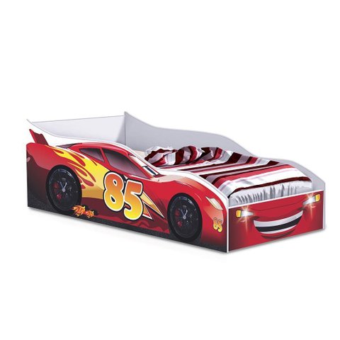 Cama Quarto Infantil Carro com Colchão Vermelho