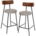 Ver imagem 1 de Kit 02 Banquetas Baixa Cozinha Sala de Jantar Milão L02 Couríssimo Marrom Linho Bege - lyam
