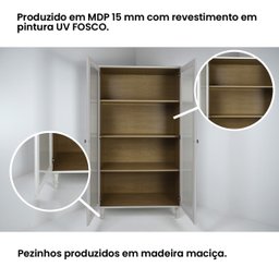 Cristaleira Estante Para Livros Ditália 2 Portas Vidro Preta - 7