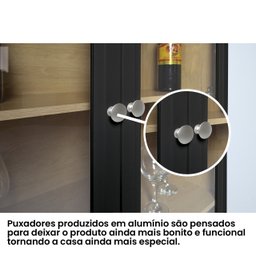 Cristaleira Estante Para Livros Ditália 2 Portas Vidro Preta - 8