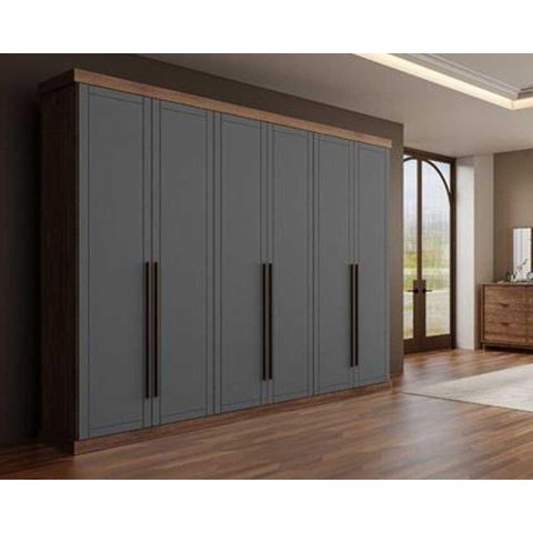 Guarda Roupa Casal 6 Portas e 6 Gavetas Capri 1159 Freijo C- Cinza Titanio - Carraro