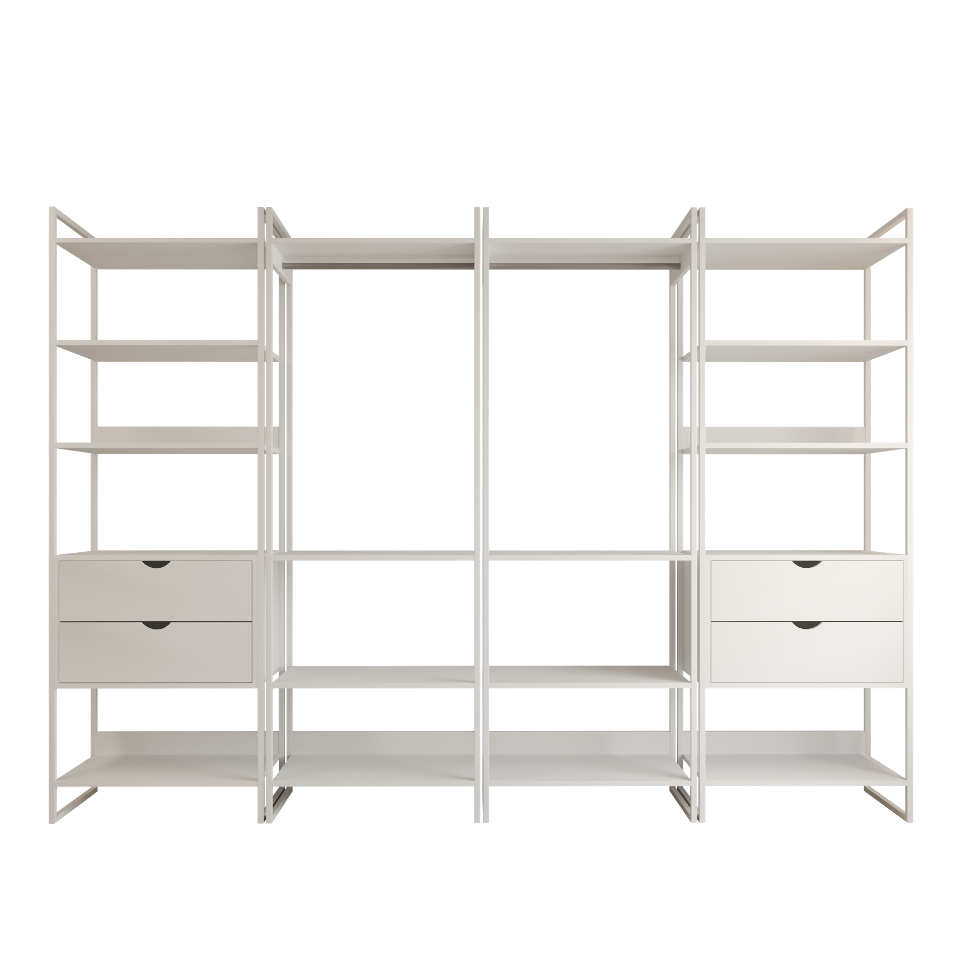 Quatro Modulos para Closet Industrial Ferro Branco Tampo Branco - 2