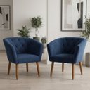 Ver imagem 1 de Jogo 2 Poltronas Estofadas Tecido Veludo Elegante para Sala de Espera Aconchegante Pés de Madeira Re