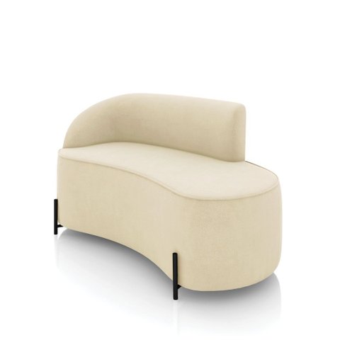 Sofá 2 Lugares Orgânico 140cm Pé Ferro Preto Morgan Suede Bege D03 - D’Rossi
