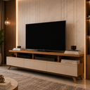 Ver imagem 2 de Rack Grande para Sala com 3 Gavetas Vivare Wood 1,80 m- Off White/Freijo