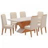 Mesa de Jantar 6 Lugares Mira com Vidro Mel/Nude/Off White - Viero Móveis - 2
