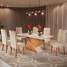 Mesa de Jantar 6 Lugares Mira com Vidro Mel/Nude/Off White - Viero Móveis - 1