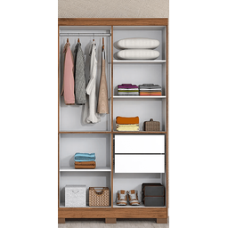 Guarda Roupa Trevo 4 Portas e 2 Gavetas - Nature/ Off White La 109 - 2