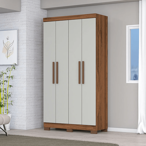 Guarda Roupa Trevo 4 Portas e 2 Gavetas - Nature/ Off White La 109