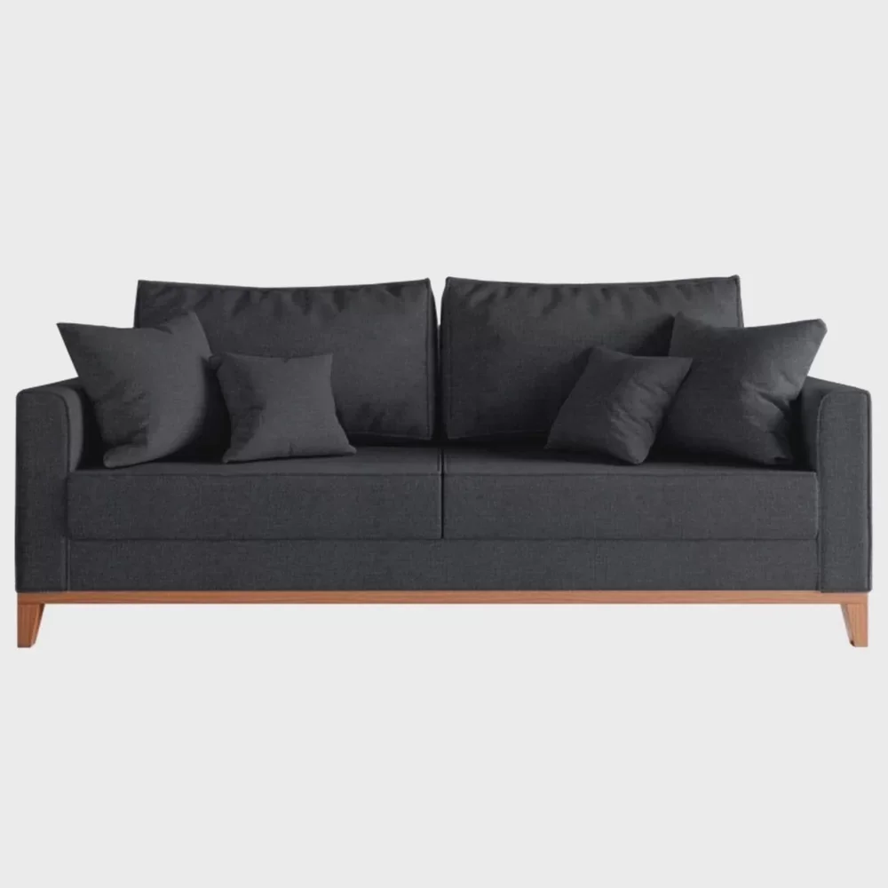 Sofá Beny 2 Lugares 140cm Base de Madeira Linho