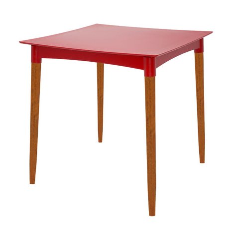 Mesa Tramontina Diana em Polipropileno Vermelho 70cm Pernas de Madeira