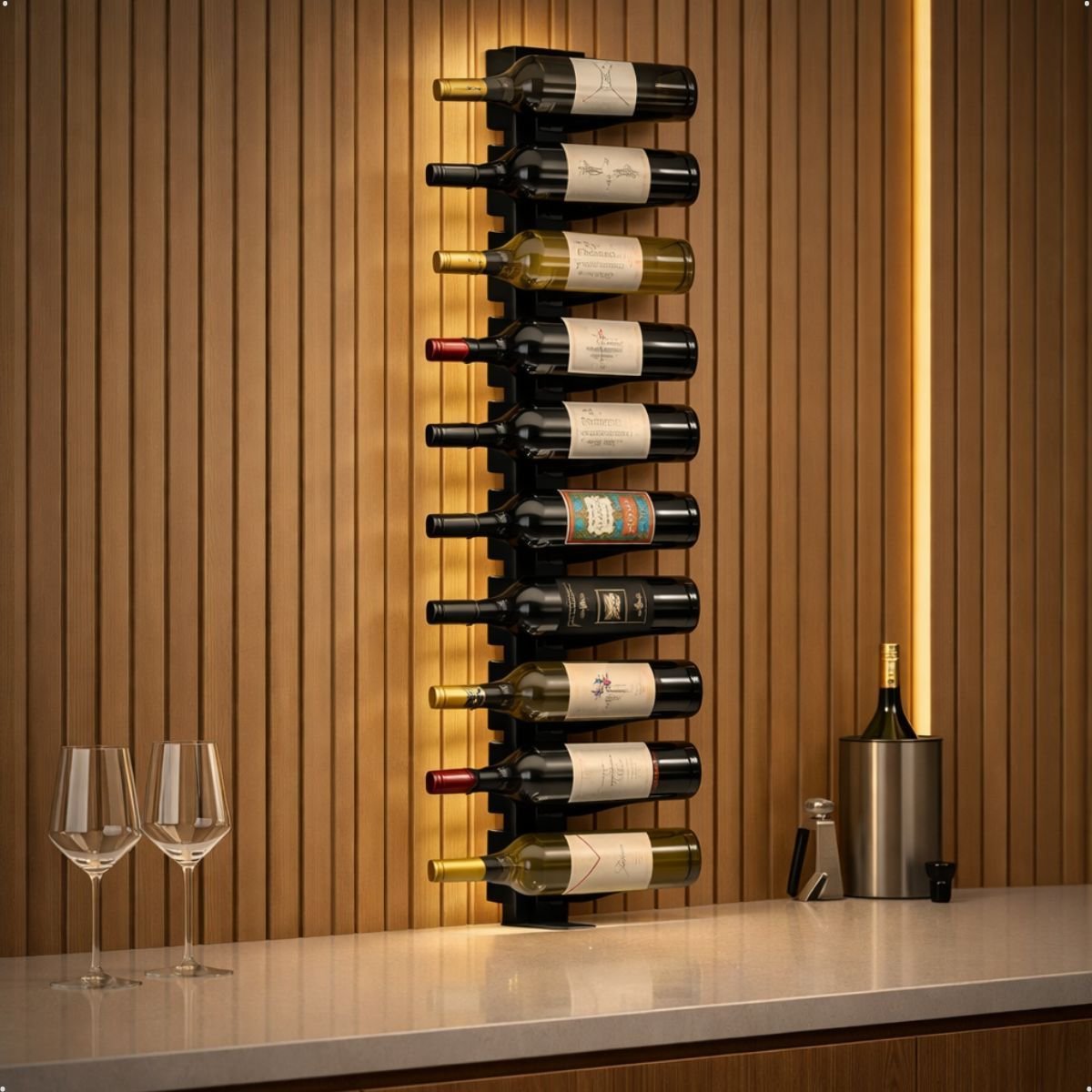 Adega Vertical de Parede para 18 Garrafas de Vinho Cozix em Aço Inox ...