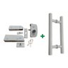 Kit ferragens para porta de vidro blindex pivotante + puxador tubular redondo 30x20cm - Branco - 1