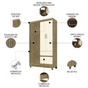Ver imagem 2 de Guarda Roupa Solteiro 103cm com 4 Portas Mayra Nature/champanhe V02 - Mpozenato