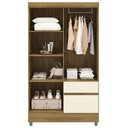 Ver imagem 4 de Guarda Roupa Solteiro 103cm com 4 Portas Mayra Nature/champanhe V02 - Mpozenato