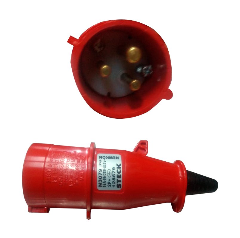 Plug Macho Industrial 2P+T 16A Vermelho - STECK (N3079)