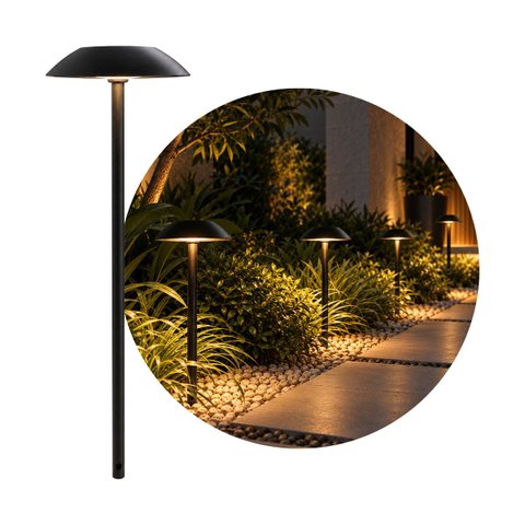 Espeto de Jardim LED 4W 3000k 52cm em Alumínio Preto Texturizado Luz Externa e-1045 Ideal ST3355